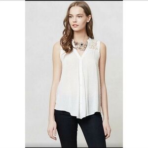 Anthropologie’s EDME & ESYLLTE White Swiss Dot Swing Top 0